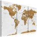 Canvas Print World Map: White Poetry (3-part) - brown continents on white 94556 additionalThumb 2