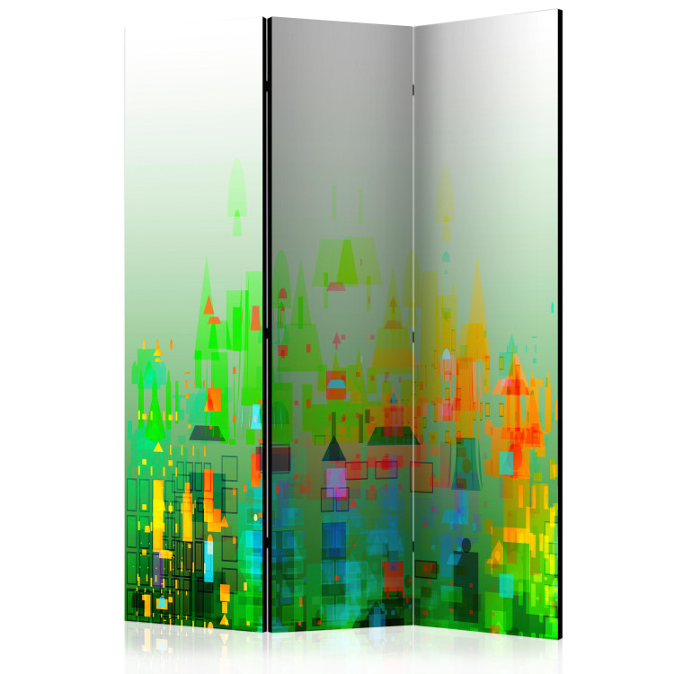 Room Divider Abstract City - abstract architecture with green figures 95356