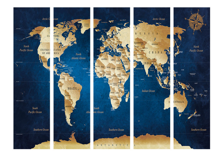 Room Separator Navy Depth - map with beige continents and blue ocean 95656 additionalImage 3