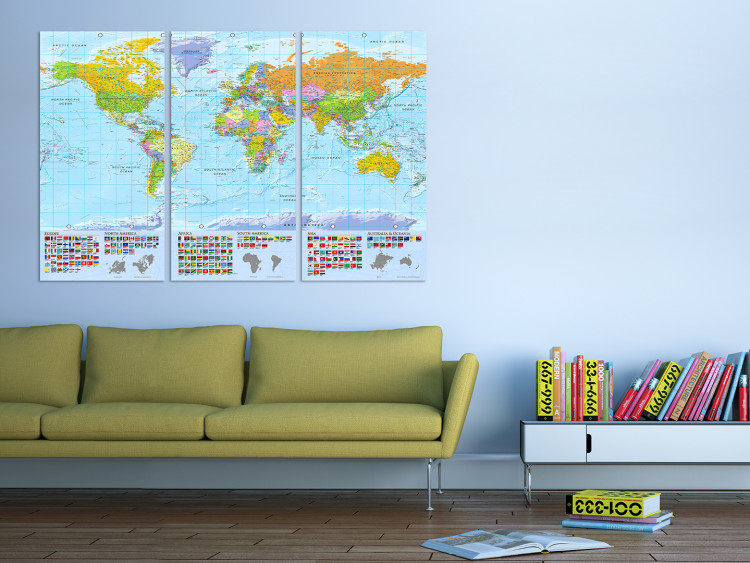 Canvas Print World: Colorful Map II - World Map in English with Country Flags 98056 additionalImage 3