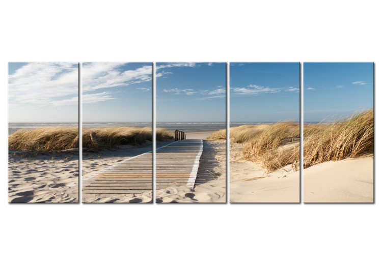 Canvas Print A sea promenade - seaside landscape with a beach and a calm sky 98556