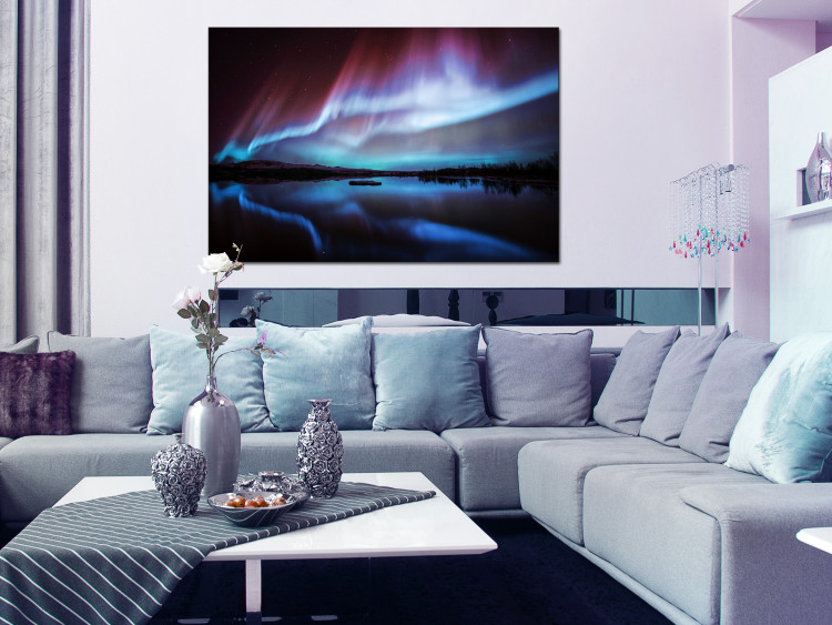 Canvas Print Night Light (1-piece) - Landscape with Aurora over a Lake 105166 additionalImage 3