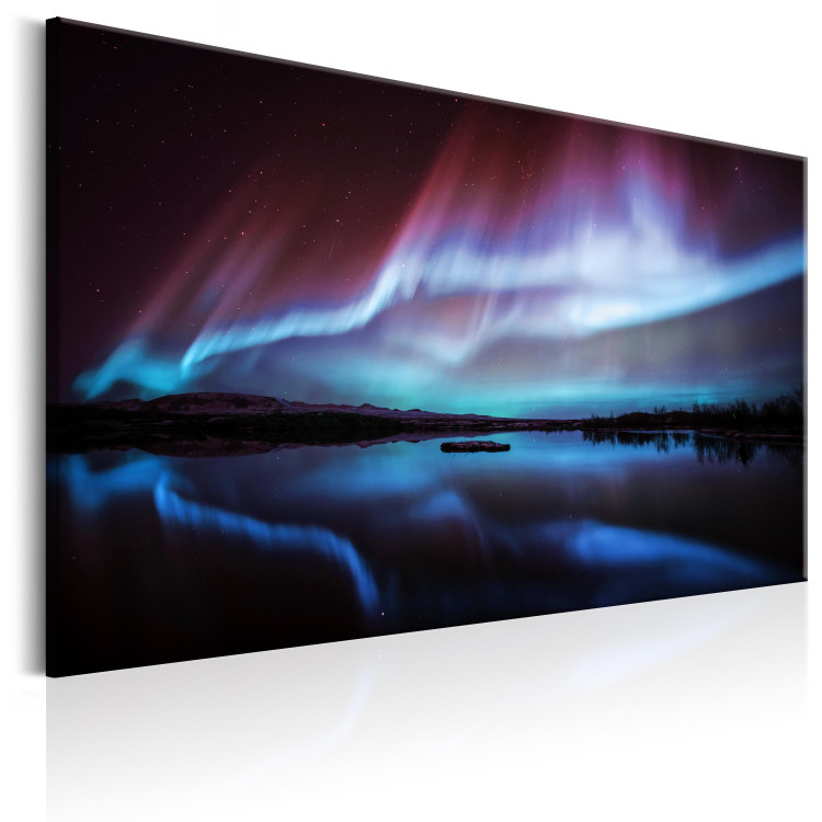 Canvas Print Night Light (1-piece) - Landscape with Aurora over a Lake 105166 additionalImage 2