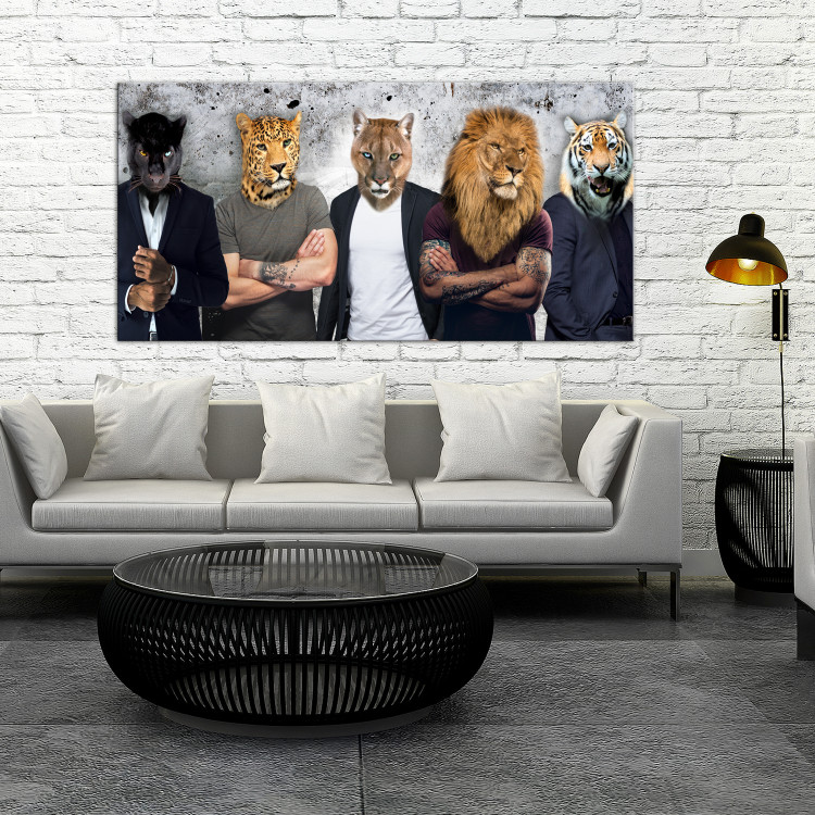 Canvas Art Print Different Faces (1-part) Wide - Street Art of People as Animals 107566 additionalImage 3