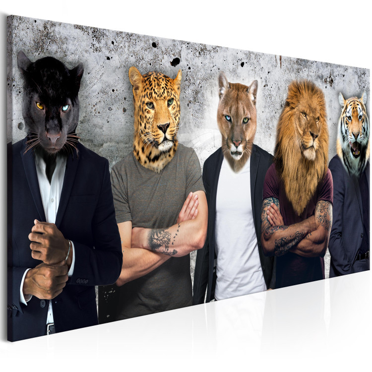 Canvas Art Print Different Faces (1-part) Wide - Street Art of People as Animals 107566 additionalImage 2