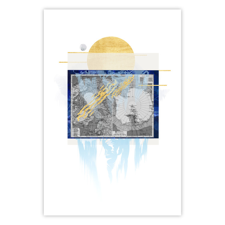 Poster Antarctica - abstract composition with a map of the land of eternal snow 116666