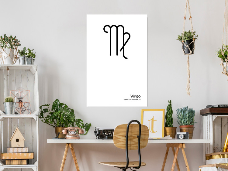 Wall Poster Virgo - simple black and white composition with zodiac sign and text 117066 additionalImage 17