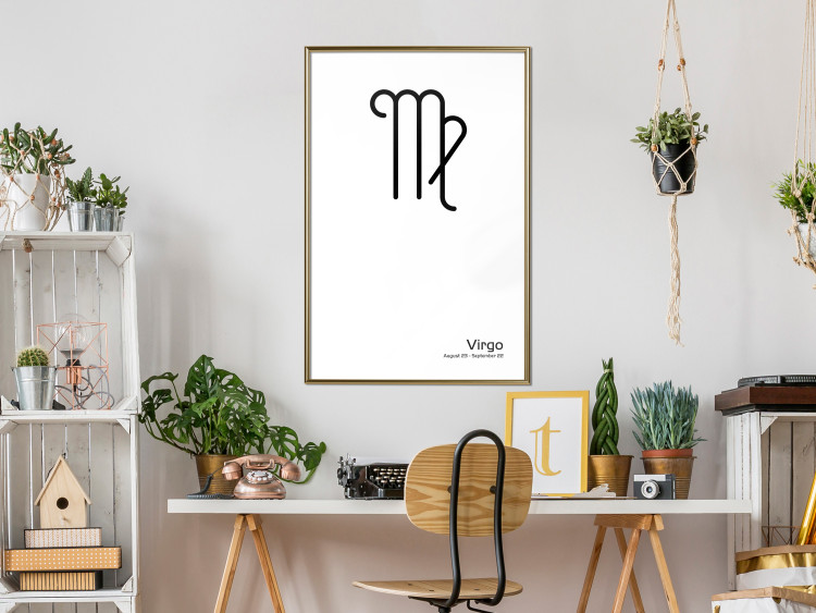 Wall Poster Virgo - simple black and white composition with zodiac sign and text 117066 additionalImage 5