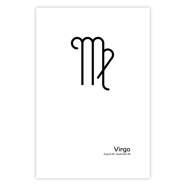 Wall Poster Virgo - simple black and white composition with zodiac sign and text 117066 additionalImage 25