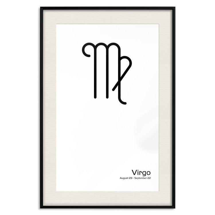 Wall Poster Virgo - simple black and white composition with zodiac sign and text 117066 additionalImage 18