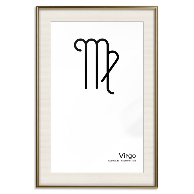 Wall Poster Virgo - simple black and white composition with zodiac sign and text 117066 additionalImage 19