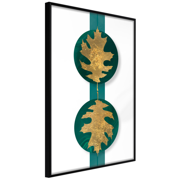 Wall Poster Green Wealth - emerald elements and golden leaves on white 117566 additionalImage 10