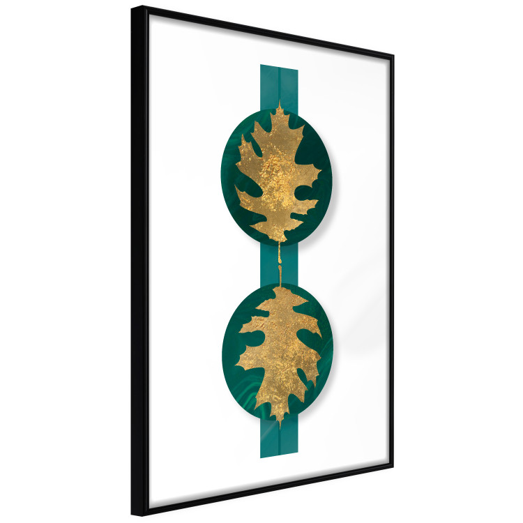 Wall Poster Green Wealth - emerald elements and golden leaves on white 117566 additionalImage 11
