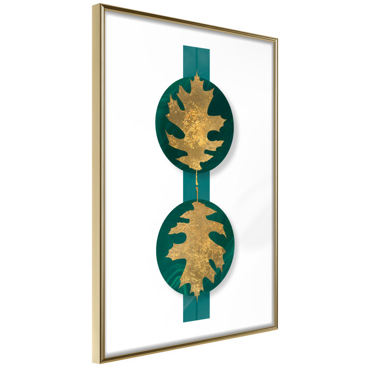 Wall Poster Green Wealth - emerald elements and golden leaves on white 117566 additionalImage 6