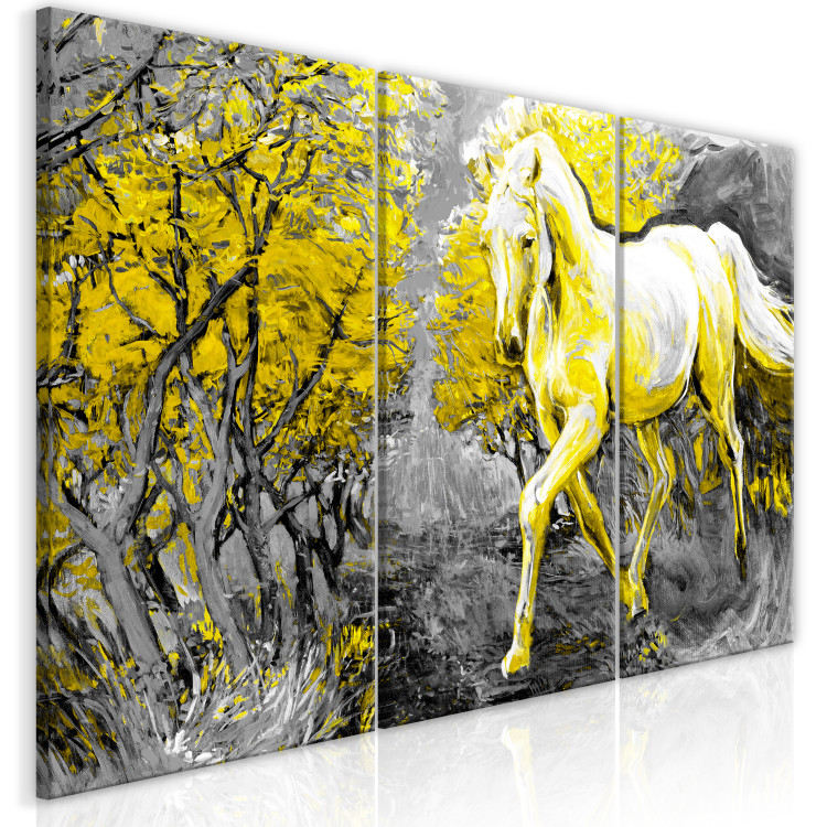 Canvas Print Horse in Forest Landscape (3-part) - Animal Amidst Colorful Trees 123066 additionalImage 2