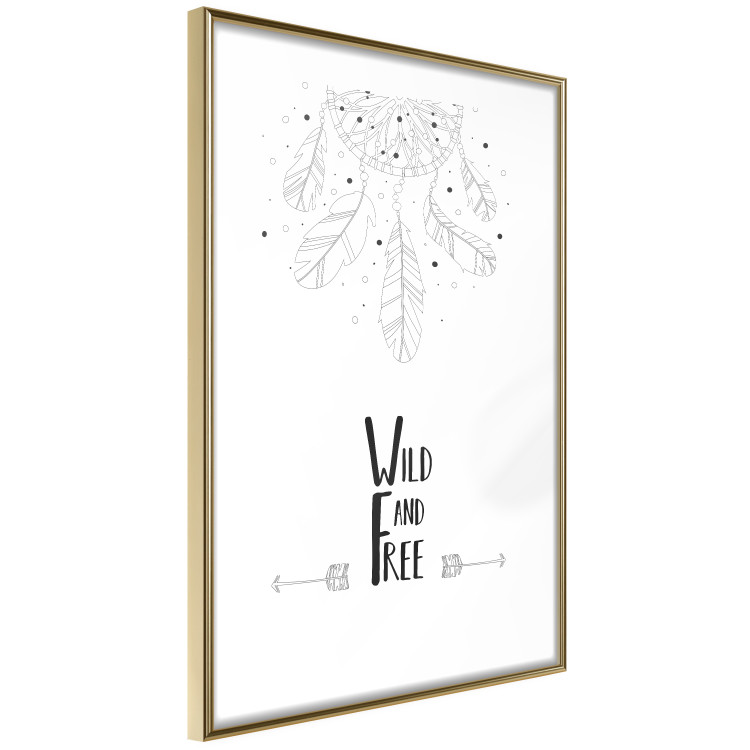 Poster Wild and Free - black and white hanging feathers above English texts 123366 additionalImage 8