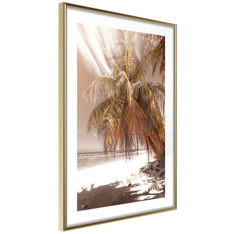 Poster Palm Shade - tropical palm landscape against beach backdrop in sepia motif 123766 additionalImage 6