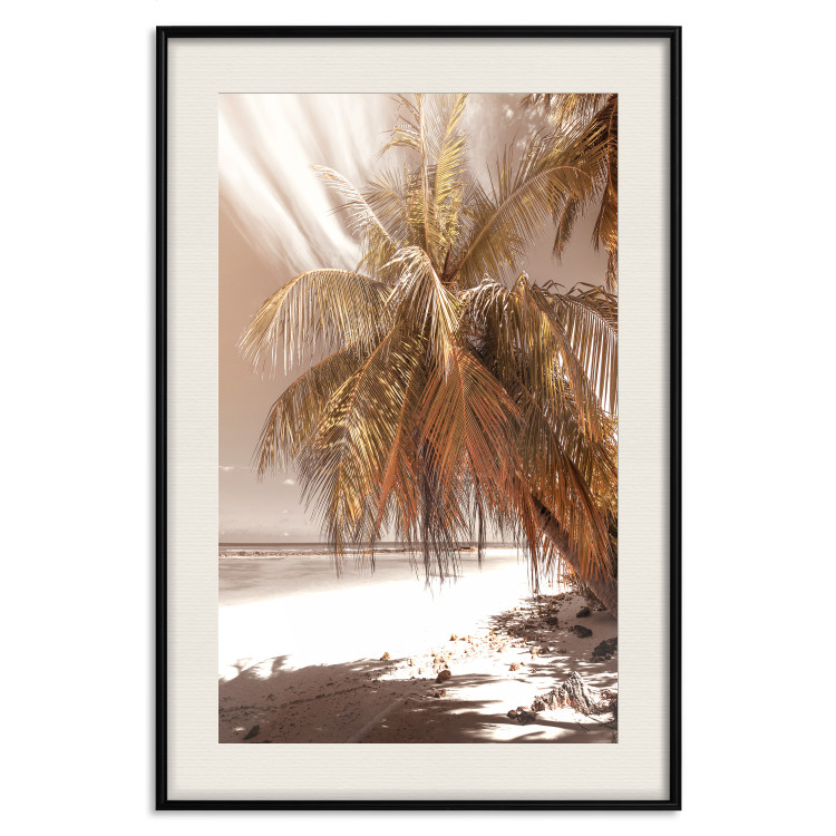 Poster Palm Shade - tropical palm landscape against beach backdrop in sepia motif 123766 additionalImage 24