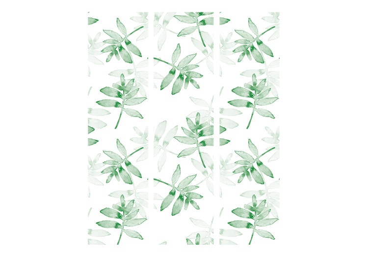 Room Separator Watercolor Branches (3-piece) - delicate leaves on a white background 124066 additionalImage 3