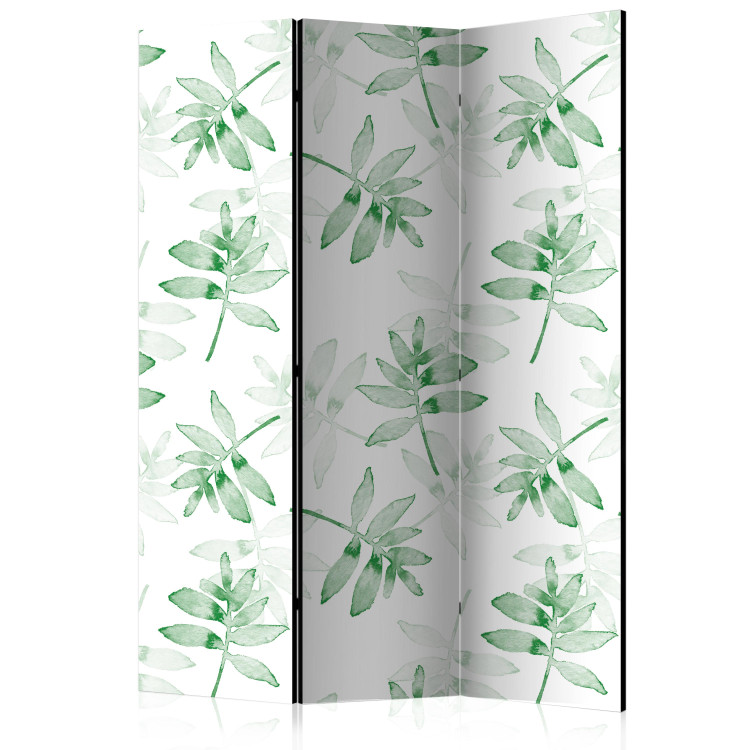 Room Separator Watercolor Branches (3-piece) - delicate leaves on a white background 124066
