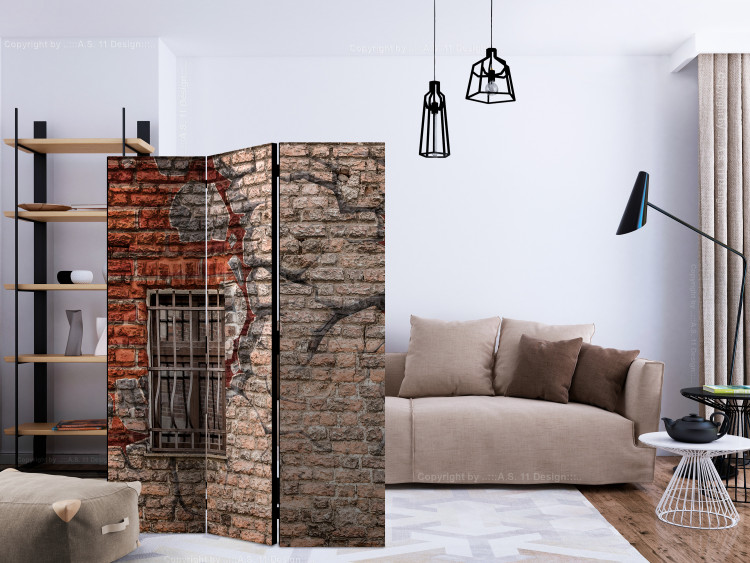 Room Divider Screen Break the Wall (3-piece) - artistic mural with brick texture 124266 additionalImage 4
