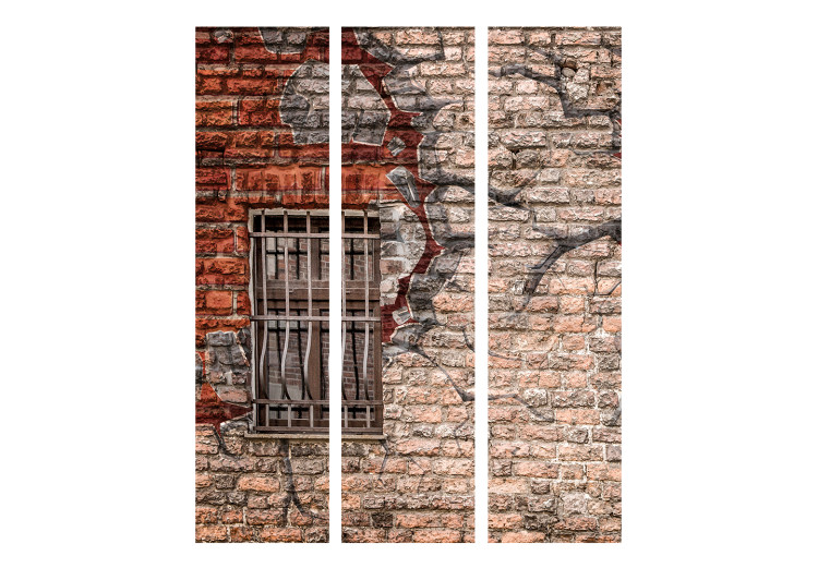 Room Divider Screen Break the Wall (3-piece) - artistic mural with brick texture 124266 additionalImage 3