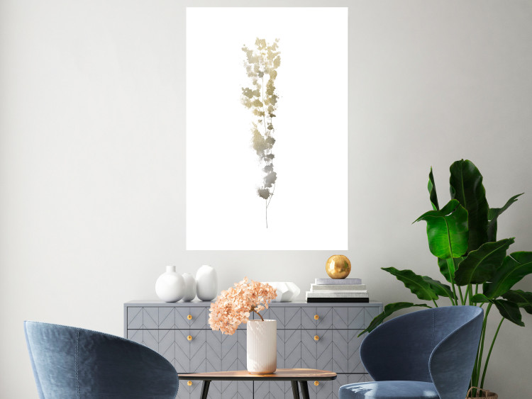 Poster Golden Branch - golden-gray plant on a contrasting white background 125366 additionalImage 4