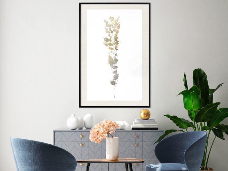 Poster Golden Branch - golden-gray plant on a contrasting white background 125366 additionalImage 16