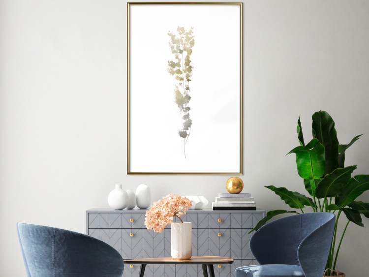 Poster Golden Branch - golden-gray plant on a contrasting white background 125366 additionalImage 15