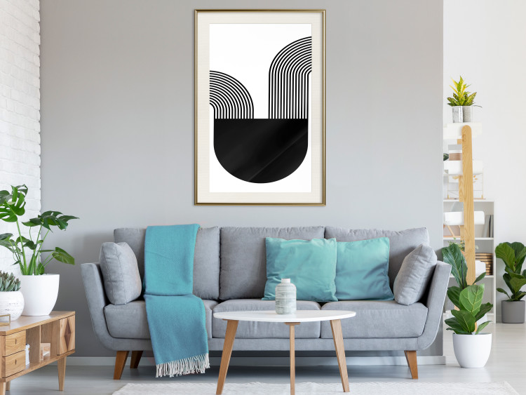 Poster Opera - abstract black figure with multiple lines on a white background 125666 additionalImage 21