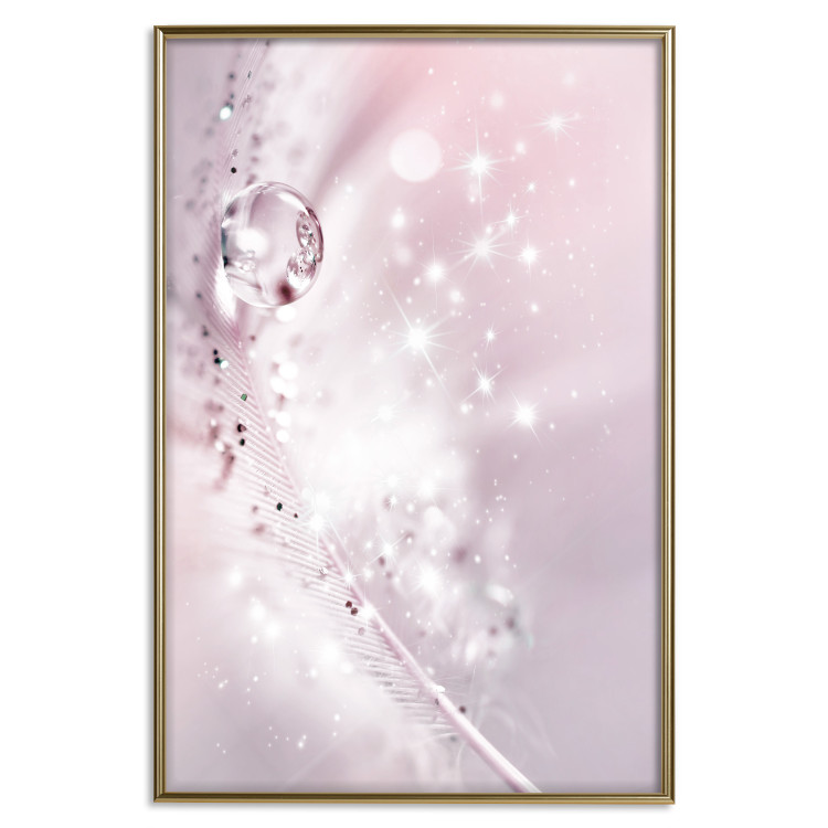 Poster Shining Feather - feather with a water droplet in a pink abstract glow 125866 additionalImage 16