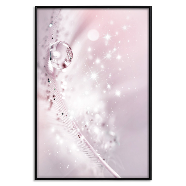 Poster Shining Feather - feather with a water droplet in a pink abstract glow 125866 additionalImage 18