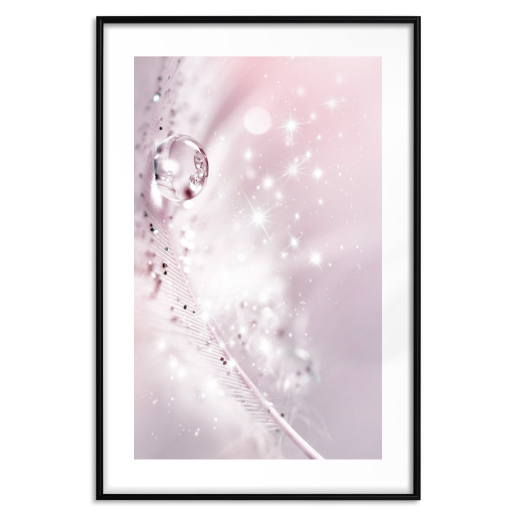 Poster Shining Feather - feather with a water droplet in a pink abstract glow 125866 additionalImage 15