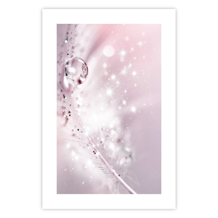 Poster Shining Feather - feather with a water droplet in a pink abstract glow 125866 additionalImage 19