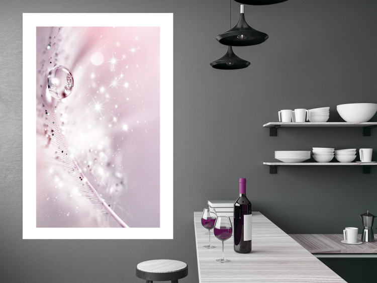 Poster Shining Feather - feather with a water droplet in a pink abstract glow 125866 additionalImage 8