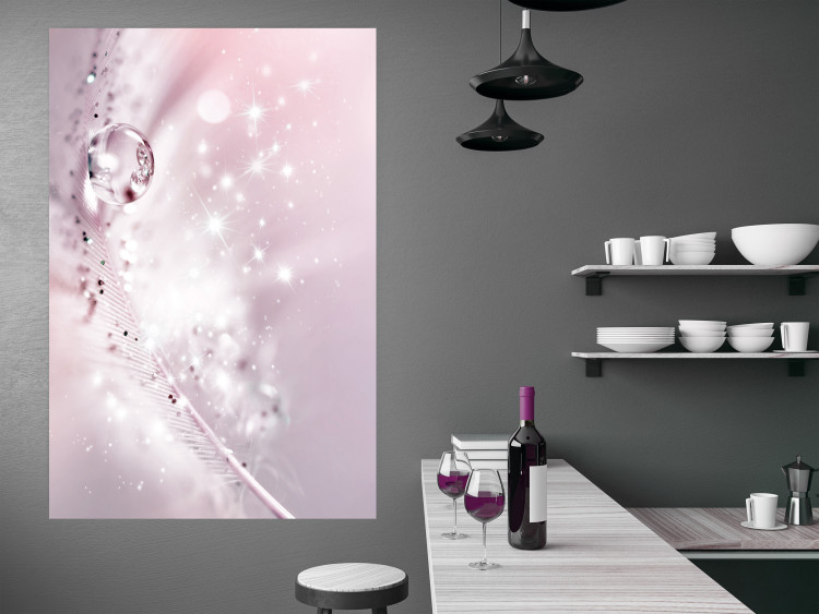 Poster Shining Feather - feather with a water droplet in a pink abstract glow 125866 additionalImage 17