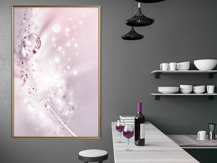 Poster Shining Feather - feather with a water droplet in a pink abstract glow 125866 additionalImage 10