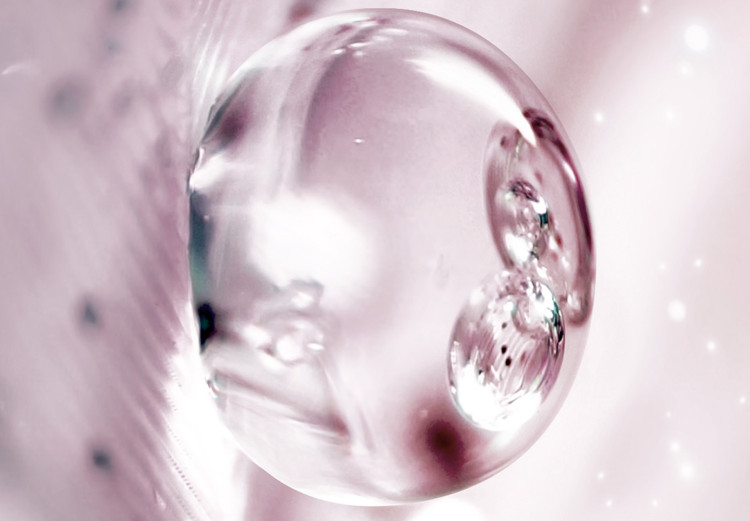 Poster Shining Feather - feather with a water droplet in a pink abstract glow 125866 additionalImage 5