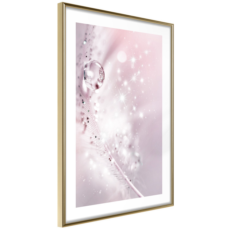 Poster Shining Feather - feather with a water droplet in a pink abstract glow 125866 additionalImage 11