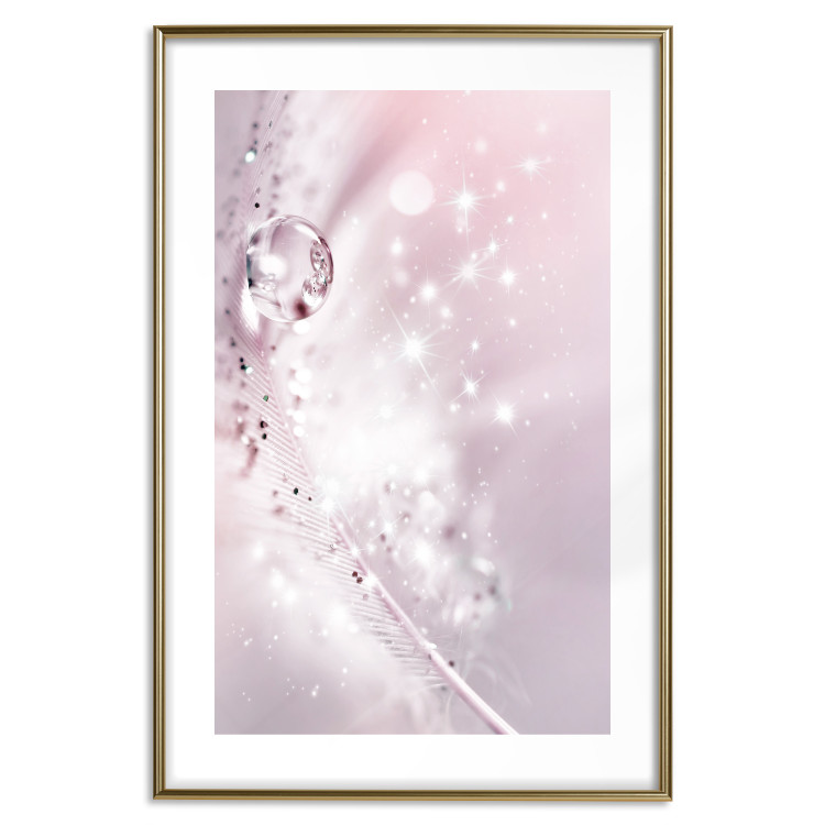 Poster Shining Feather - feather with a water droplet in a pink abstract glow 125866 additionalImage 14
