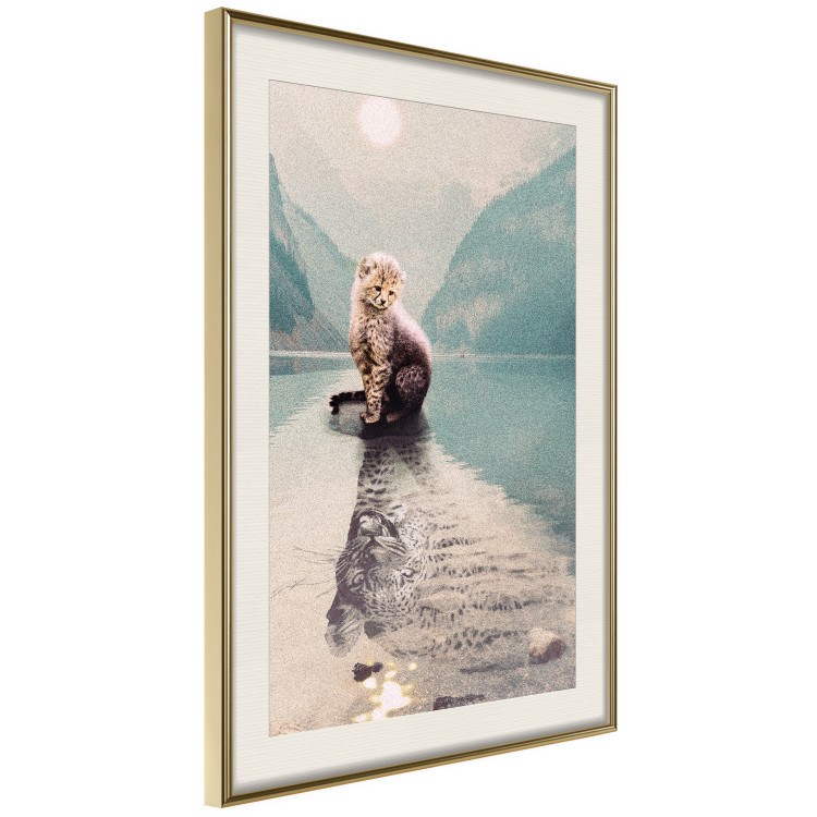 Wall Poster Longing - landscape of a young tiger seeing adulthood in reflection 126866 additionalImage 3