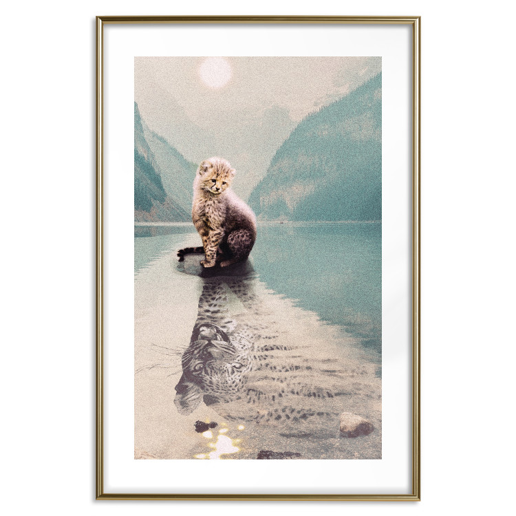 Wall Poster Longing - landscape of a young tiger seeing adulthood in reflection 126866 additionalImage 14