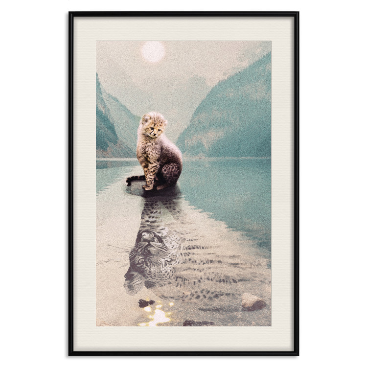 Wall Poster Longing - landscape of a young tiger seeing adulthood in reflection 126866 additionalImage 19