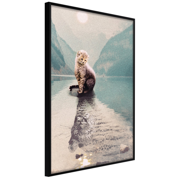 Wall Poster Longing - landscape of a young tiger seeing adulthood in reflection 126866 additionalImage 11