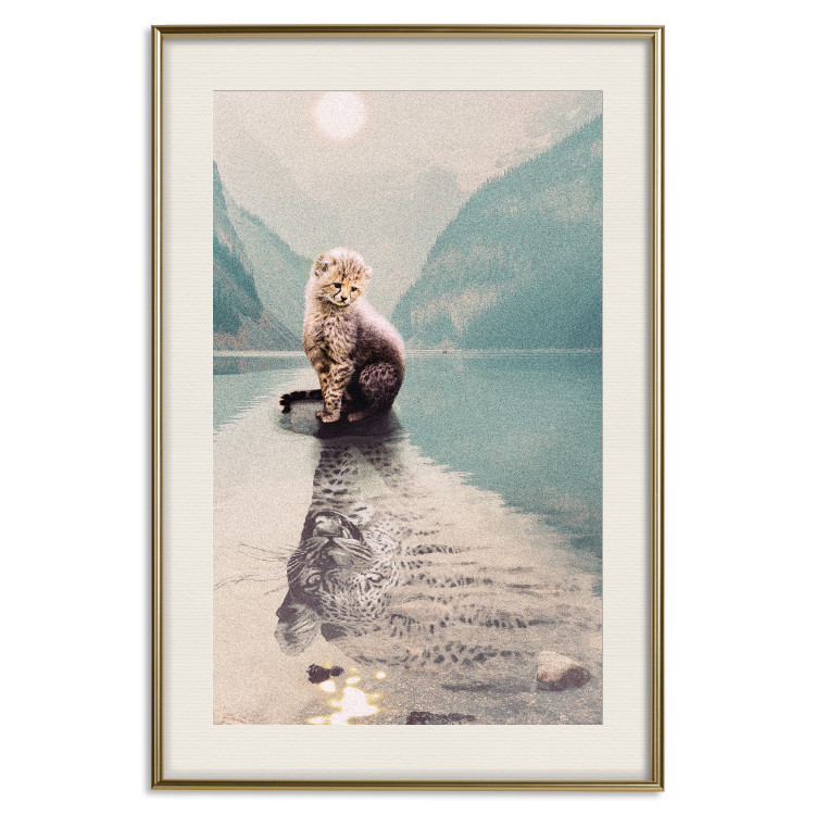 Wall Poster Longing - landscape of a young tiger seeing adulthood in reflection 126866 additionalImage 20