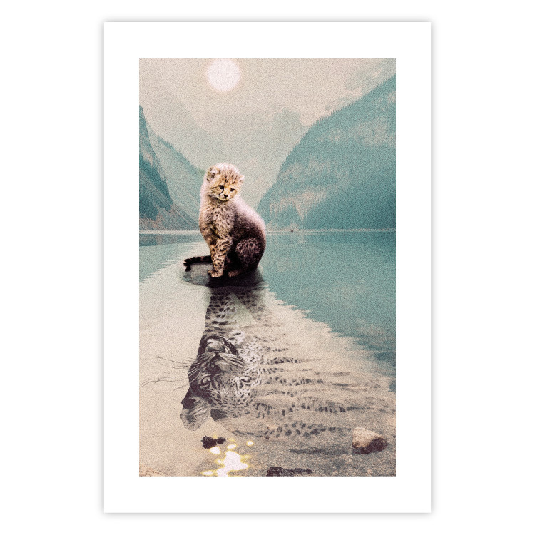Wall Poster Longing - landscape of a young tiger seeing adulthood in reflection 126866 additionalImage 25