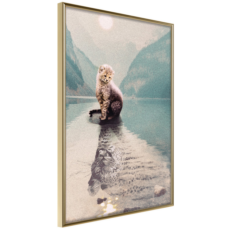 Wall Poster Longing - landscape of a young tiger seeing adulthood in reflection 126866 additionalImage 12