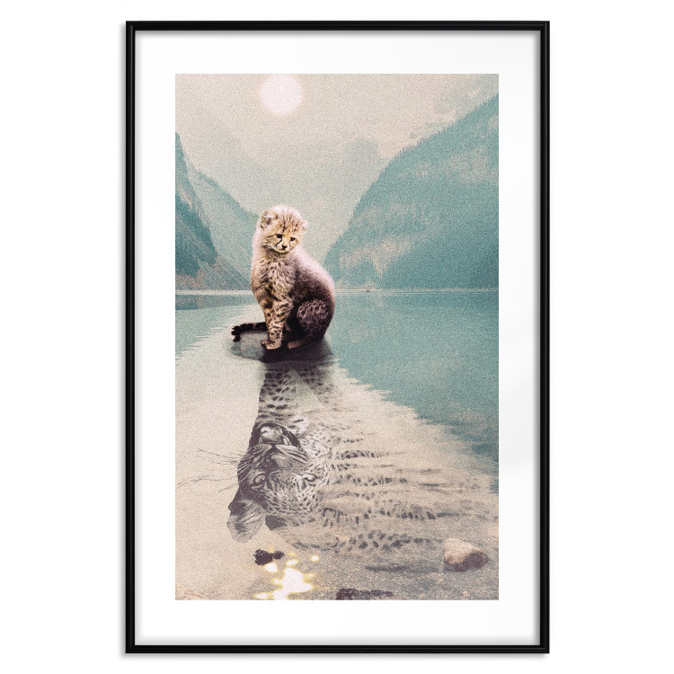 Wall Poster Longing - landscape of a young tiger seeing adulthood in reflection 126866 additionalImage 17