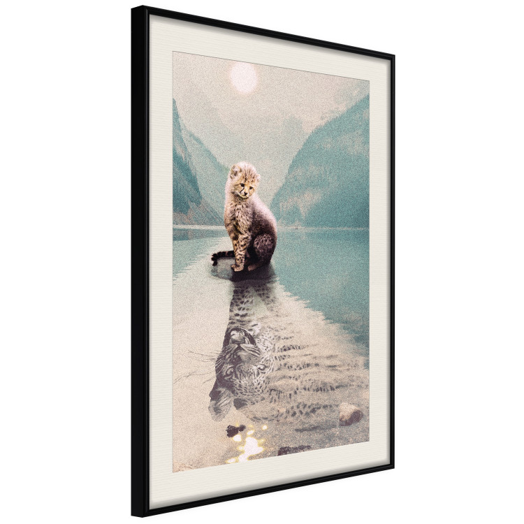 Wall Poster Longing - landscape of a young tiger seeing adulthood in reflection 126866 additionalImage 2