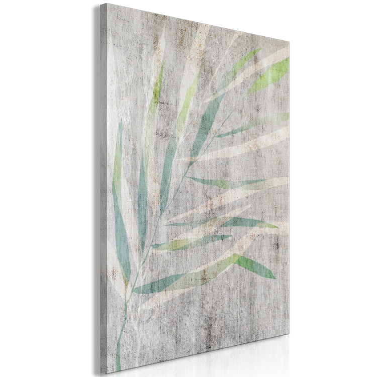 Canvas Chamedorea (1-part) vertical - rustic leaves on a gray background 127466 additionalImage 2